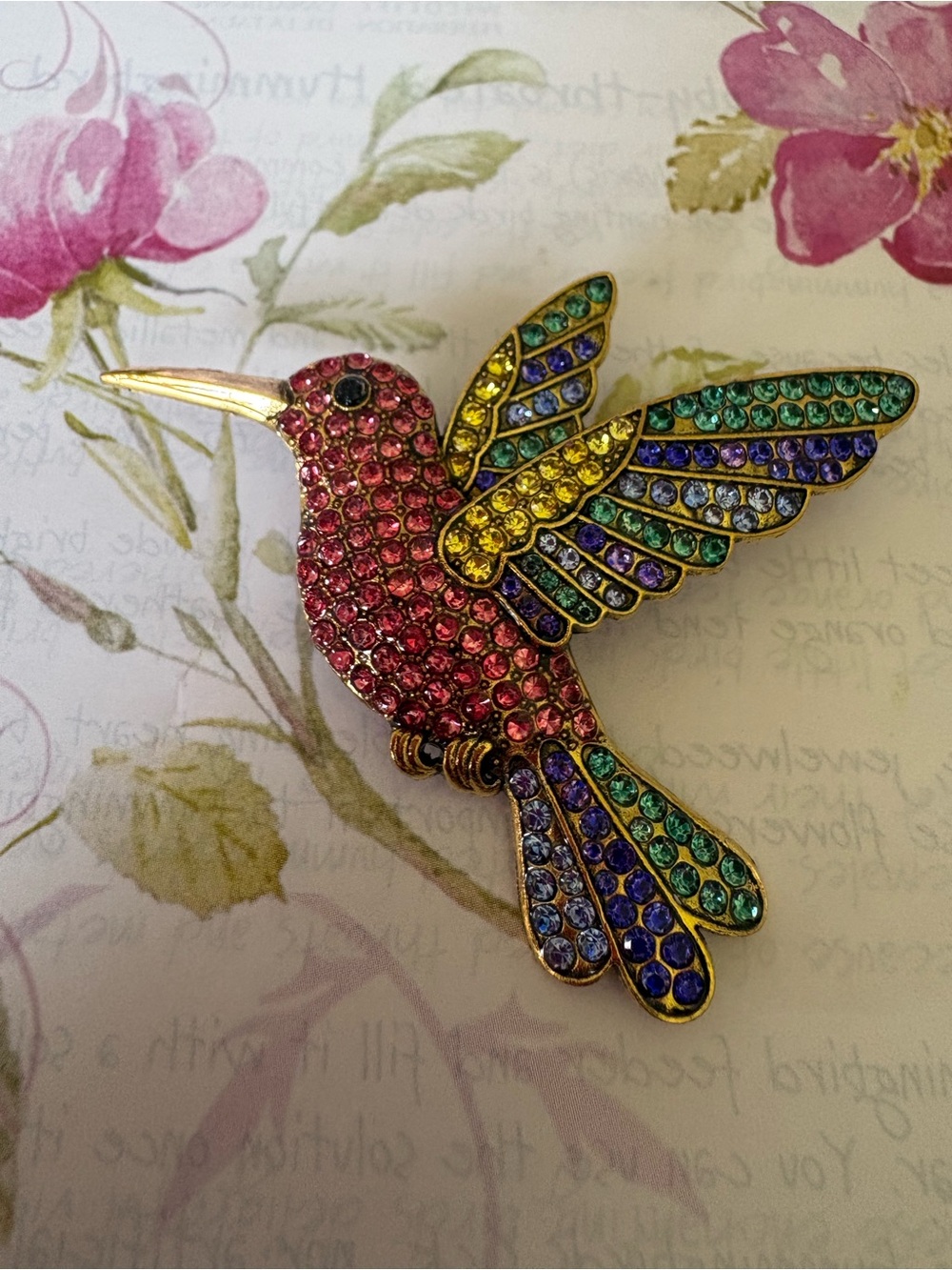 Colorful Multicolor Hummingbird Bird Brooch Pin - Picture 8 of 9